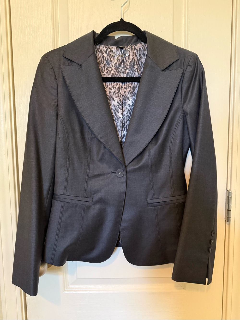 Bebe y2k vintage Tailored Women's Carbon Gray Single-Button Blazer